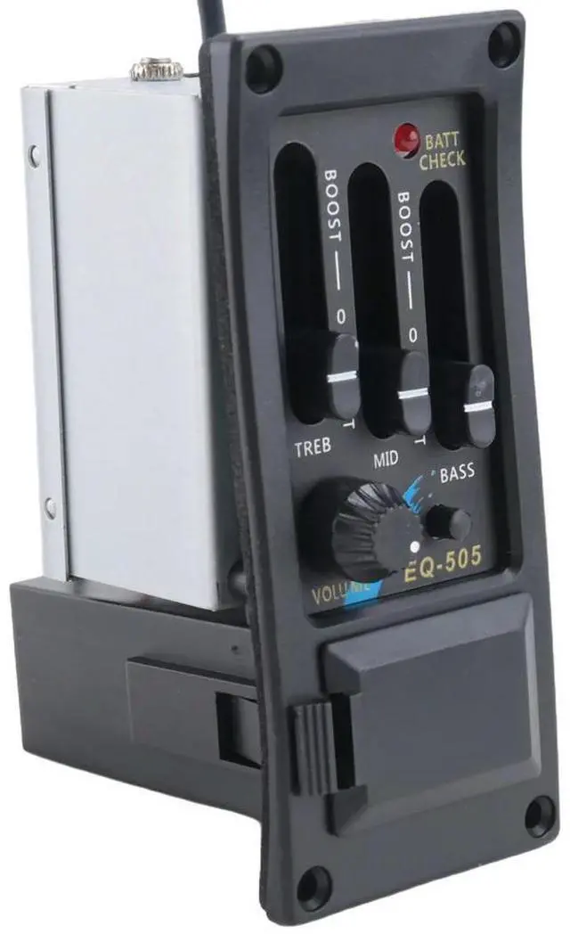 Alt view image 2 of 3 - EQ-505 Guitar Saddle Pickup 3 Bands EQ Equalizer Left Hand Acoustic Guitar Preamp System Equalizer Piezo Rich