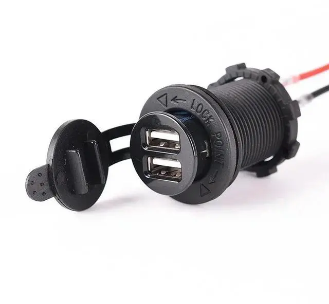 Main image of 12V Waterproof Power Cigarette Lighter Seat GPS Socket Dual USB Car Charger for Car and Motorcycle, Mobile Phone Charger