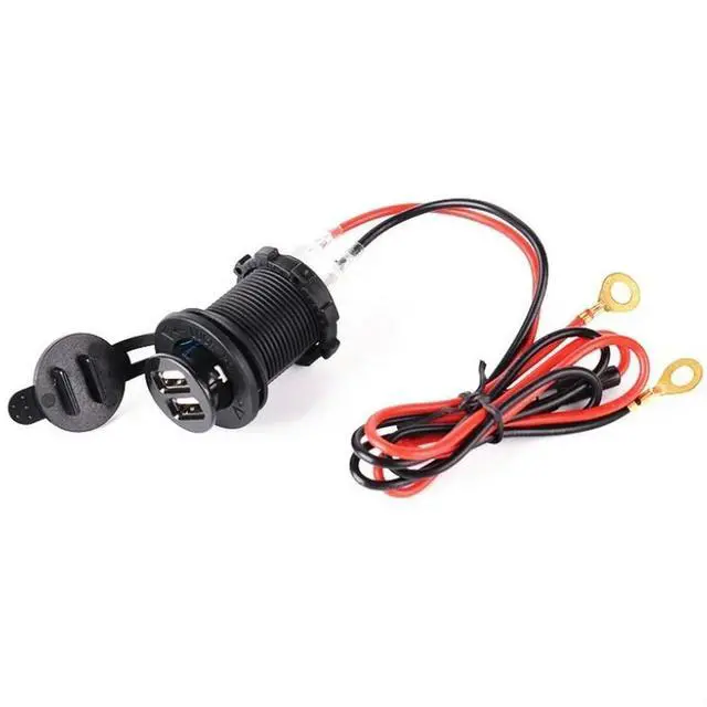 Alt view image 2 of 3 - 12V Waterproof Power Cigarette Lighter Seat GPS Socket Dual USB Car Charger for Car and Motorcycle, Mobile Phone Charger