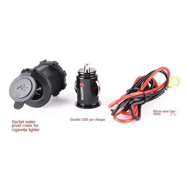 Alt view image 3 of 3 - 12V Waterproof Power Cigarette Lighter Seat GPS Socket Dual USB Car Charger for Car and Motorcycle, Mobile Phone Charger