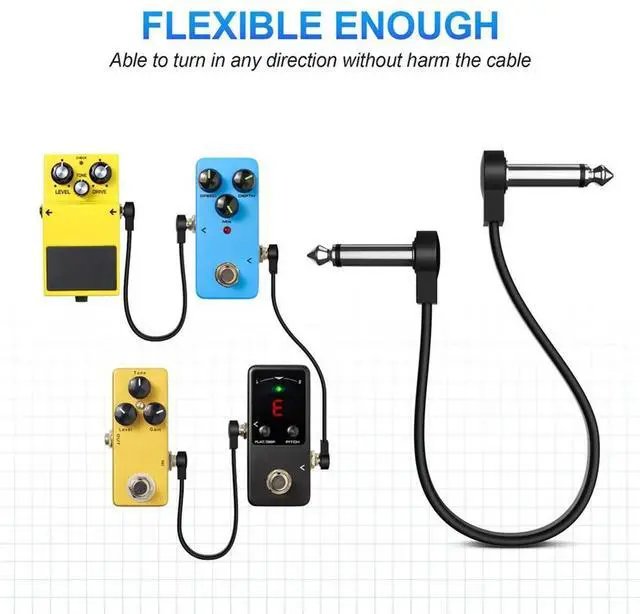 Main image of 6 Pack 6 Inch Guitar Patch Cable, Instrument Guitar Pedal Cable Right Angle Flat Patch Cable