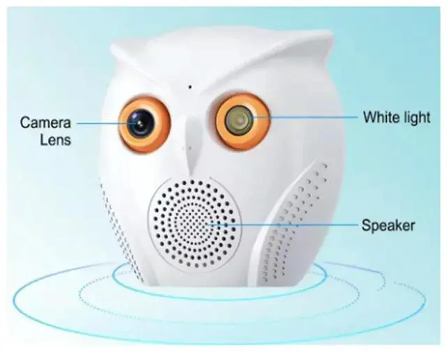 Main image of Camera Owl Shape 2K 5MP Home Mini Indoor Baby Monitor Detection Night Vision Two Way Audio Surveillance Cameras US
