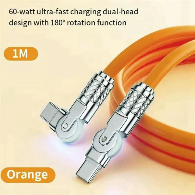 Main image of Type-C To Type-C 180° Swivel Double Elbow Mech Data Cable Fast Charging & Data Transfer Cable For Tablets And Laptops