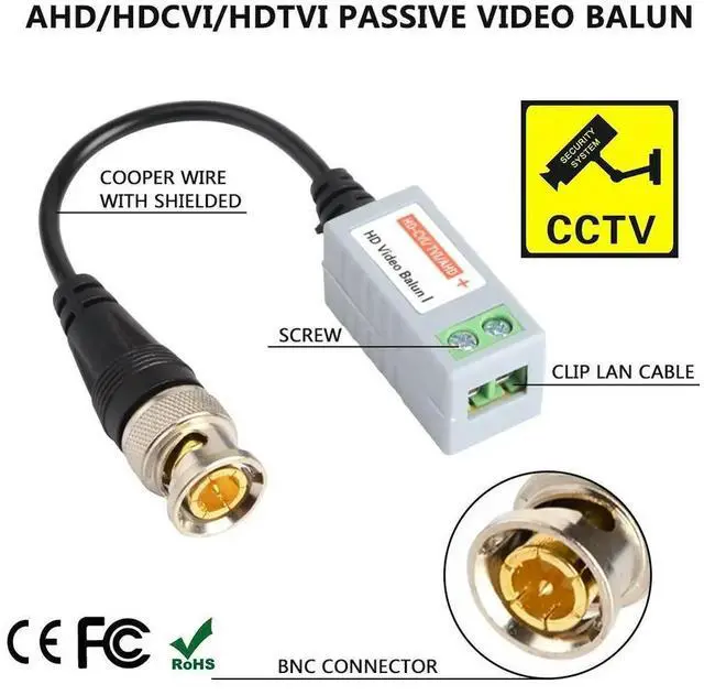 Alt view image 3 of 3 - CCTV Camera Passive Video Balun BNC Connector Coaxial Cable Adapter for Security CCTV Analog camera DVR Systems