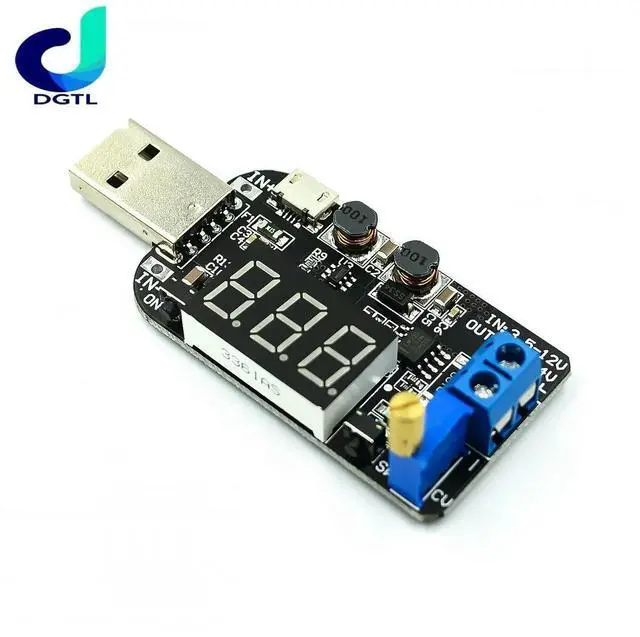 Main image of With Current USB Micro USB 5V to 3.3V 9V 12V 18V 24V Adjustable Buck-Boost Power Supply Voltage Regulator Module LED Display