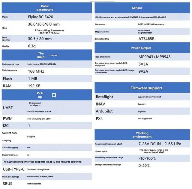 Alt view image 4 of 4 - For RC FPV Drone F420 MK1 F405 Flight Controller Support BF/INAV/AP Firmware Compatible 20/30.5Mm Hole Spacing