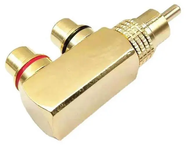 Alt view image 3 of 3 - 1pcs Gold Plated 1 RCA Male to 2 way dual Female RCa F connector AV Audio Splitter Plug RCA Adapter