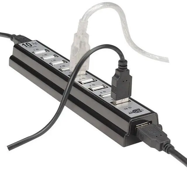 Alt view image 3 of 3 - 10 Port USB 2.0 Hub Splitter for Laptop PC, Data Transfer and Charging Adapter for Mouse Keyboard U-Drive Cellphone