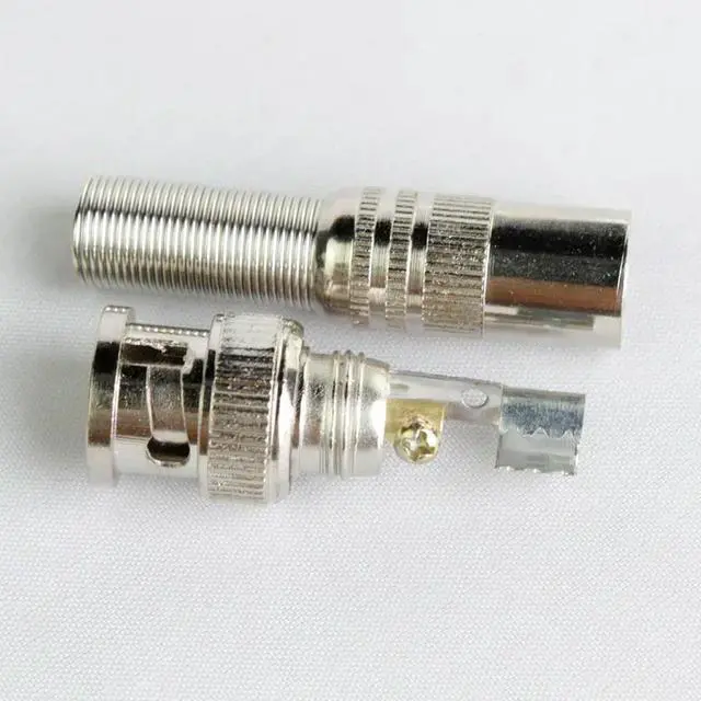 Main image of 10 Pcs/lot BNC Male Connector for RG - 59 Coaxial Cable, Crimp, Cable Screwing, Brass End, For CCTV Camera Surveillance Kit
