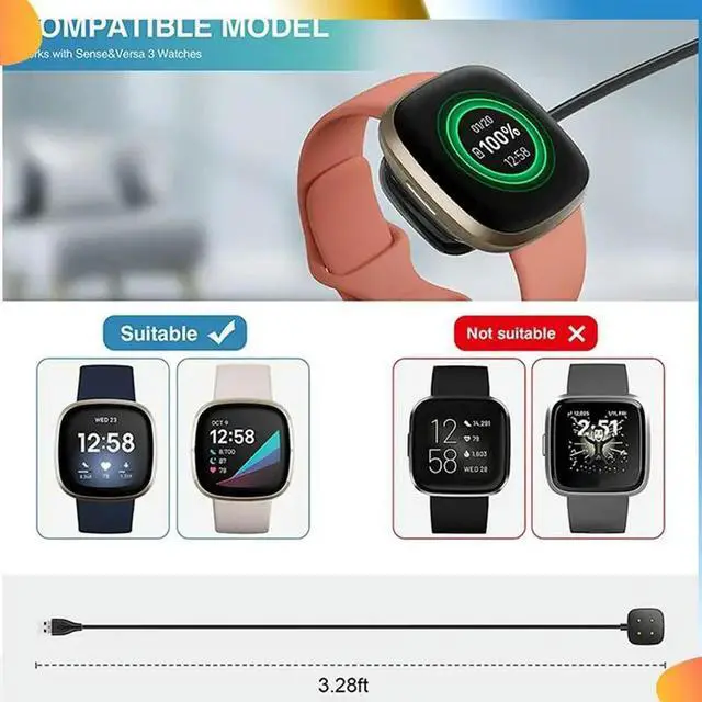 Main image of 2PCS Replacement USB Charging Cable Cord Stand Wireless Charger For Versa 3 &Sense Watch