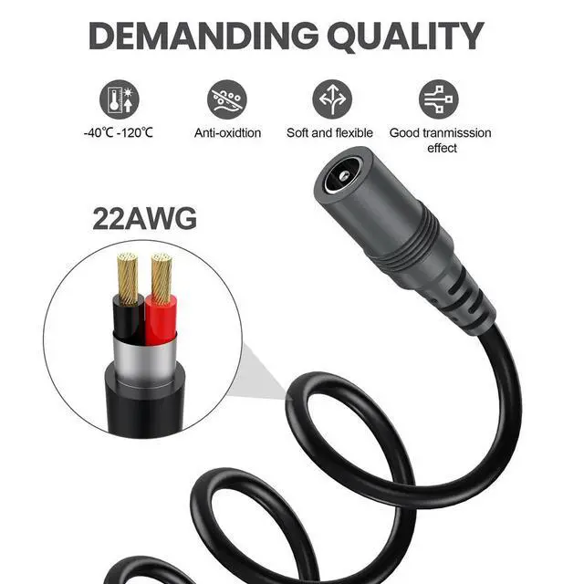 Alt view image 2 of 4 - 5.5mm x 2.1mm to 3.5mm 1/8" Power Supply Converter Cable DC Line for Guitar Effects Electro Harmonix EH DOD Pedals Positive Tip