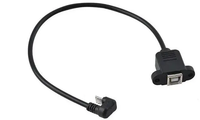 Alt view image 2 of 3 - Best 30cm USB 2.0 B Female Socket 90 Degree Male Cable To USB Micro B 5 - pin Mounted For Printer Panel