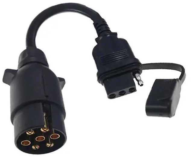 Alt view image 3 of 3 - EU To US Trailer Light Converter 7 Pin Round Adapter European Trailer To 4 Pin Flat Socket Vehicle Tow Hitch Wire Plug