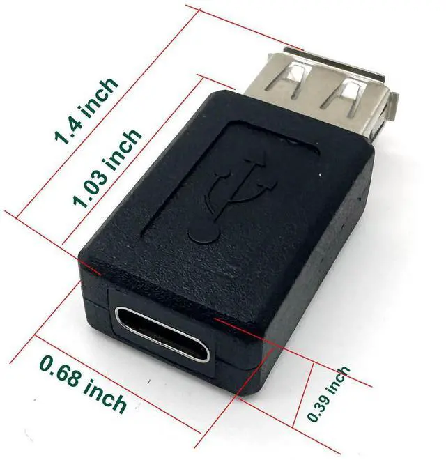 Alt view image 2 of 4 - 10pcs USB 2.0 A Female to USB 3.1 Type C Female Data Power Charger Charging Connector Adapter Converter Laptop PC Connector