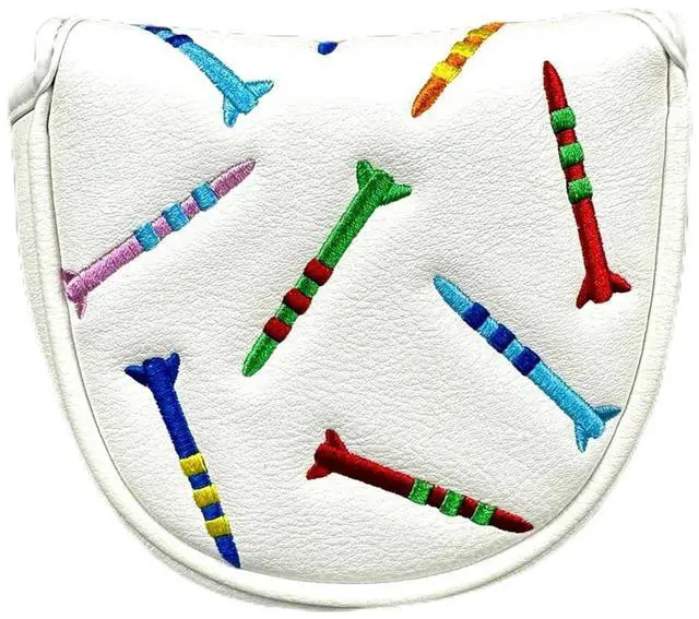 Alt view image 2 of 3 - Magnetic Golf Putter Cover PU Mallet Putter Cover Magnetic Closure Golf Head Cover Portable Golf Putter Cover White Rich