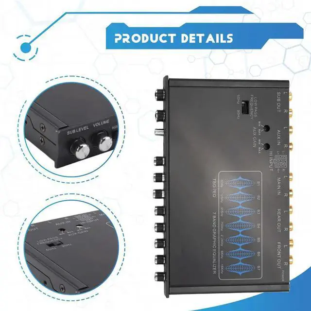 Alt view image 4 of 4 - 7 Band Car Equalizer Audio EQ Tuning Crossover Amplifier Parametric Car Preamplifier Audio Equalizer +-12Db