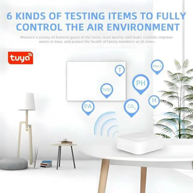 Alt view image 2 of 4 - Tuya Air Box Detector PM2.5,Formaldehyde, Vocs, CO2 Detection Air Monitor Air Housekeeper