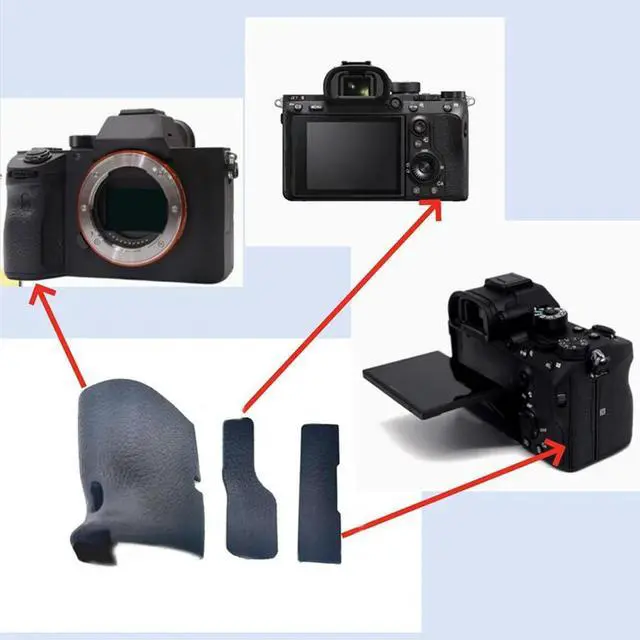 Alt view image 4 of 4 - For A7RM3 A7R3 A7RIII A7M3 Replacement Rubber Grip Rear Thumb& Memory Card Cover Set