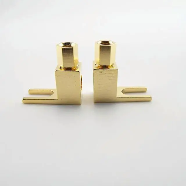 Alt view image 2 of 3 - 5pcs Y Spade Right Angle 4mm Banana Plug Speaker Cable Gold Plated for Audio Connector Wire Electrical Socket Plugs Adaptors L1