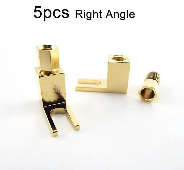 Main image of 5pcs Y Spade Right Angle 4mm Banana Plug Speaker Cable Gold Plated for Audio Connector Wire Electrical Socket Plugs Adaptors L1