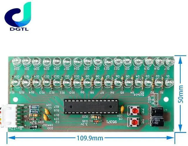 Alt view image 2 of 3 - MCU Adjustable Display Pattern LED VU Meter Level Indicator Amplifier Audio 16 LED Dual Channel Green lamp light DC 8V to 12V