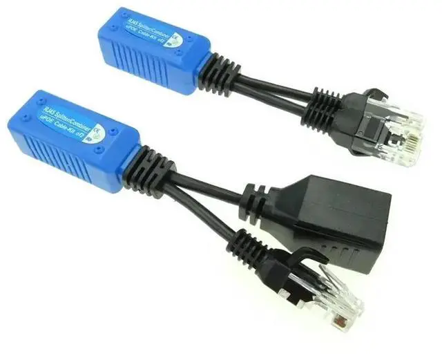 Alt view image 3 of 3 - 1pair RJ45 splitter combiner uPOE cable, two POE camera use one net cable POE Adapter Cable Connectors Passive Power Cable