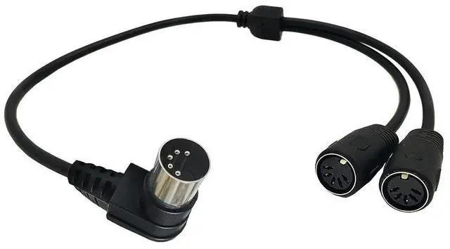 Alt view image 4 of 4 - 1pc 5 Pin DIN Y Splitter MIDI Cable Adapter Right Angle Male to Dual 2 Female for Keyboard Electric Piano Synthesizer Guitar