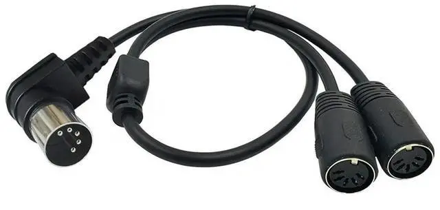 Alt view image 2 of 4 - 1pc 5 Pin DIN Y Splitter MIDI Cable Adapter Right Angle Male to Dual 2 Female for Keyboard Electric Piano Synthesizer Guitar