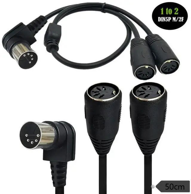 Main image of 1pc 5 Pin DIN Y Splitter MIDI Cable Adapter Right Angle Male to Dual 2 Female for Keyboard Electric Piano Synthesizer Guitar