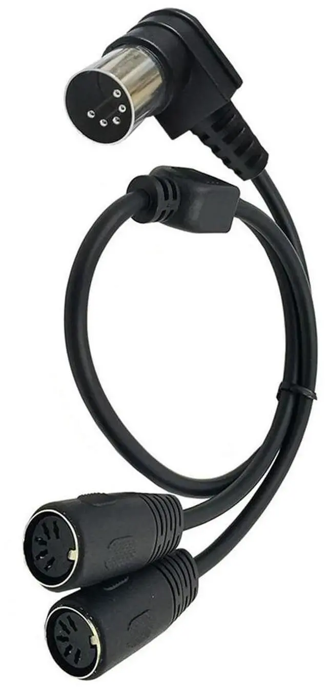 Alt view image 3 of 4 - 1pc 5 Pin DIN Y Splitter MIDI Cable Adapter Right Angle Male to Dual 2 Female for Keyboard Electric Piano Synthesizer Guitar