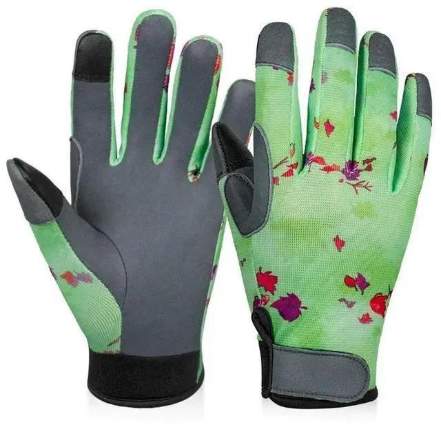 Alt view image 2 of 3 - Leather Gardening Gloves for Men and Women Protective Work Breathable Resistant Gloves for Garden Yard Working