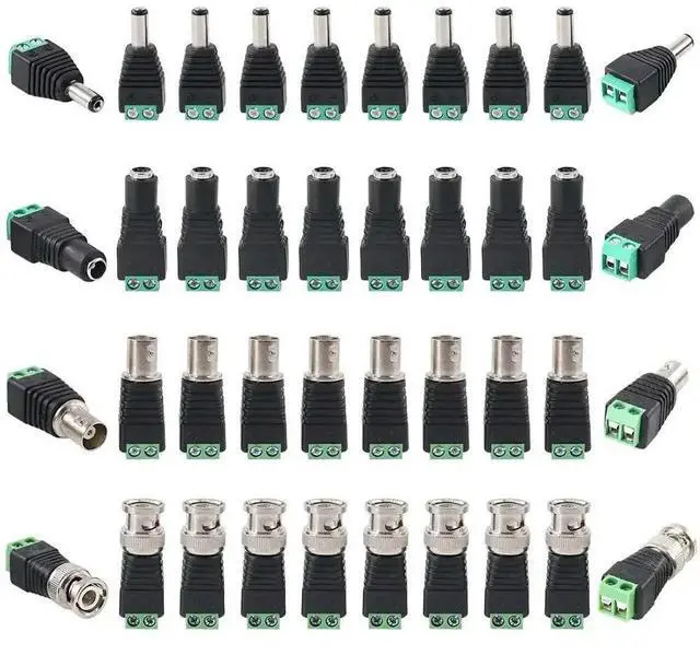 Main image of Coaxial Camera DC Power Adapter Connector, BNC Male and Female Balun Connector for Coax Cat5 CCTV, 2.1x5.5mm Female and Male, 5P