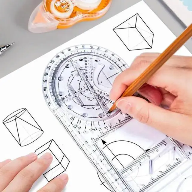 Alt view image 4 of 4 - Geometric Rulers 360 Degree Protractor for Primary/Middle/High/School Juniors
