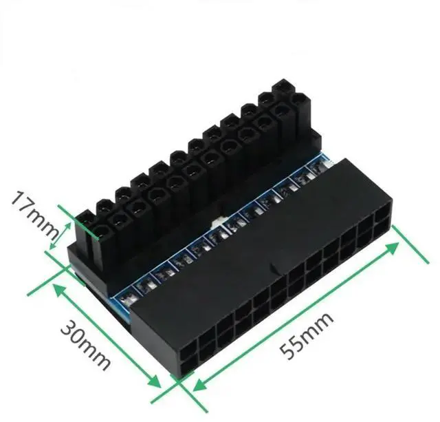 Alt view image 2 of 3 - 24 Pin To 24pin Power Plug Adapter, 90 Degree ATX 24Pin, Modular for Power Supply Cables, Mainboard Motherboard Power Connectors