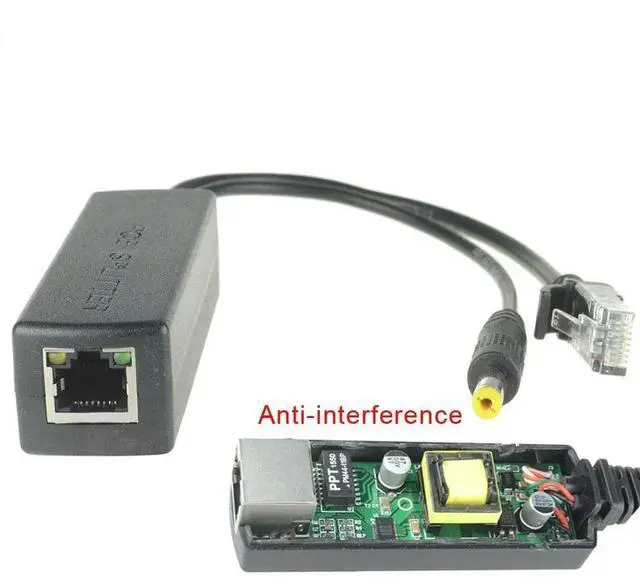 Alt view image 2 of 3 - 24V to 12V PoE Splitter, 15W POE Adapter cable, Anti - interference Power supply module, DC5.5*2.1mm Connector for IP Camera