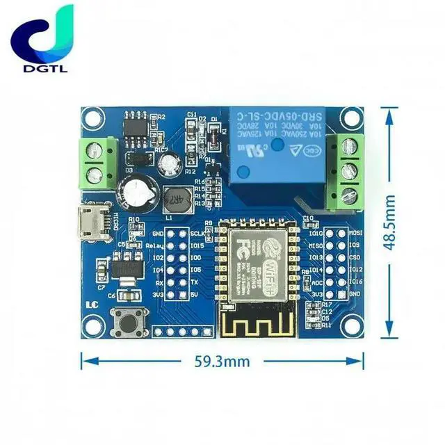 Alt view image 2 of 3 - DC5-80V Power Supply ESP8266 WiFi Single-Channel Relay Module ESP-12F Development Board
