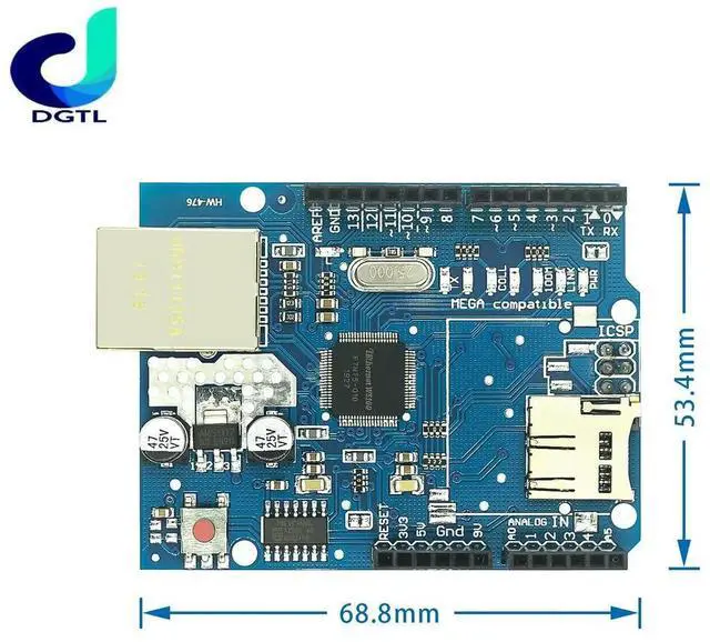 Alt view image 3 of 3 - Shield Ethernet Shield W5100 R3 FOR UNO Mega 2560 1280 328 UNR R3 only W5100 Development board