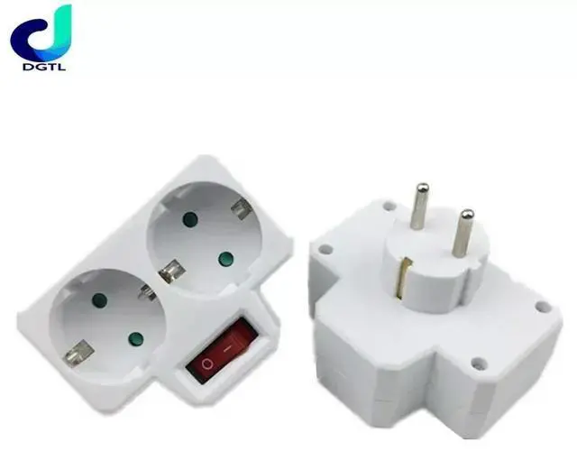 Alt view image 3 of 3 - 1Pc Durable ABS EU Standard Multiple Plug 16A 250V Double Socket Conversion Socket With Outlet Switch Plug Power Adapter Socket