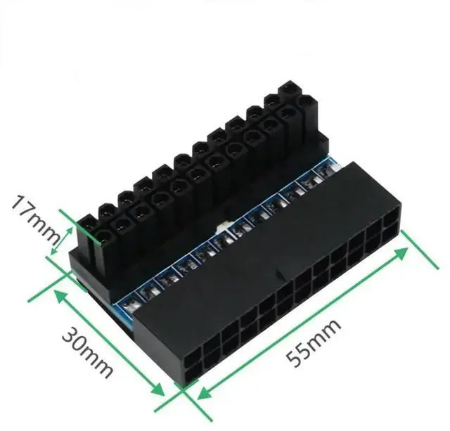 Alt view image 2 of 3 - Modular 24 Pin to 24pin Power Plug Adapter for Power Supply Cables, ATX 24Pin 90 Degree Mainboard Motherboard Power Connectors