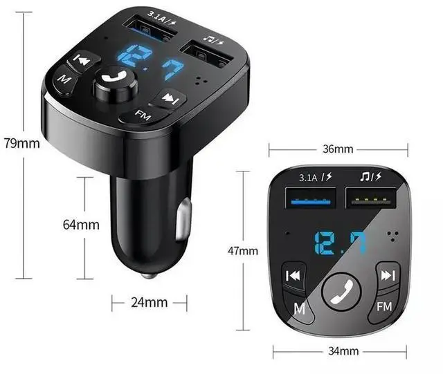 Alt view image 3 of 3 - 2022 Ambient Light Bluetooth 5.0 FM Transmitter Car MP3 Player Wireless Handsfree Audio Receiver USB Fast Charge TF U Disk play