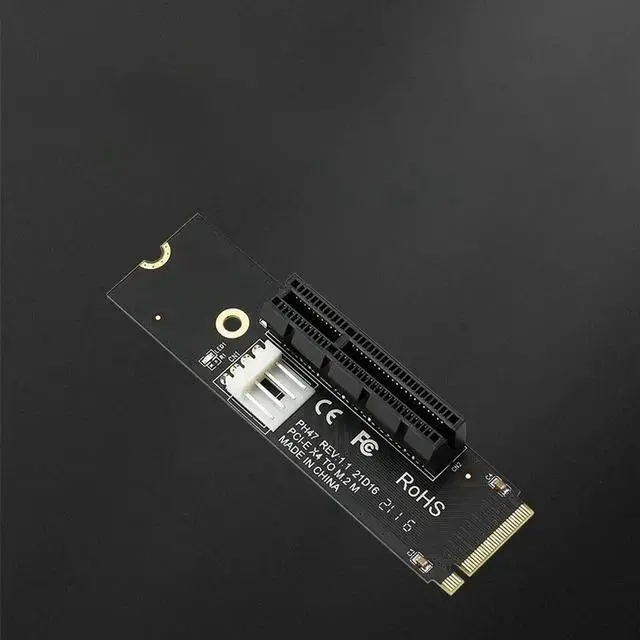 Alt view image 2 of 3 - PCI-E 4X Riser Card with LED Indicator, M.2 to PCIe X4 Adapter, SATA Power Riser for Bitcoin Miner Mining, NGFF M Key