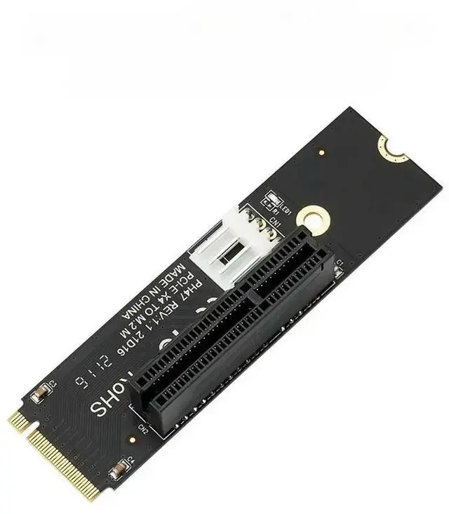 Main image of PCI-E 4X Riser Card with LED Indicator, M.2 to PCIe X4 Adapter, SATA Power Riser for Bitcoin Miner Mining, NGFF M Key