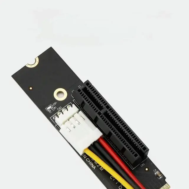 Alt view image 3 of 3 - PCI-E 4X Riser Card with LED Indicator, M.2 to PCIe X4 Adapter, SATA Power Riser for Bitcoin Miner Mining, NGFF M Key