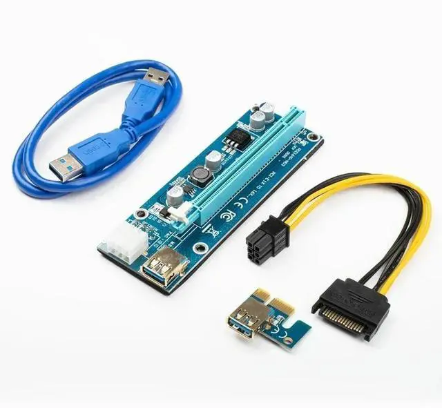 Alt view image 3 of 3 - PCI-e 1X To 16X Adapter for BTC Mining, USB 3.0, 6Pin PCI-e Power Supply Cable, BTC Mining Express