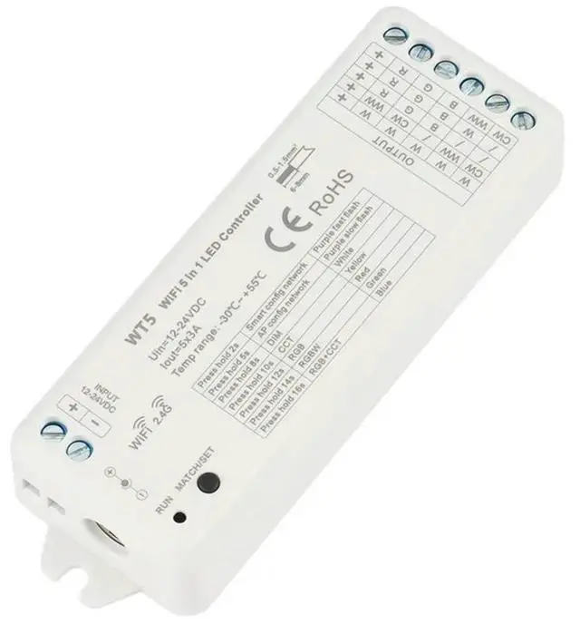 Alt view image 3 of 4 - 4X Tuya LED Controller 5 In 1 Dimmer CCT RGB RGBW RGBWW RGBCCT Strip Life 2.4G RF Remote Controller 12-24V