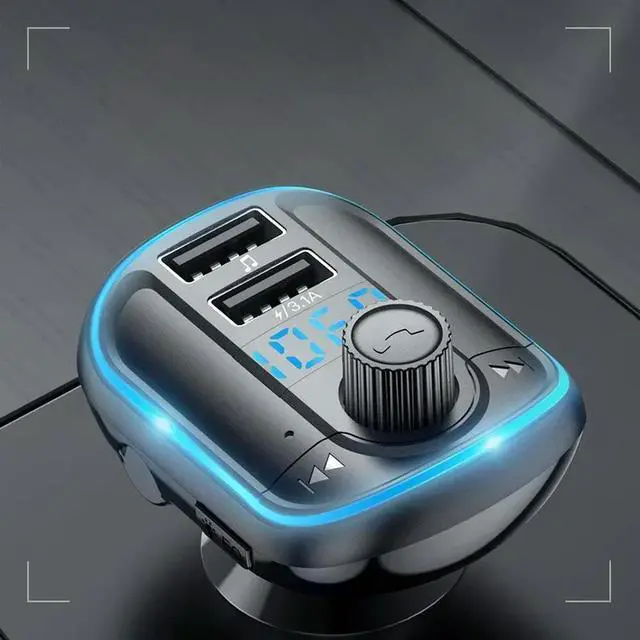 Alt view image 2 of 3 - Bluetooth Car Kit with FM Transmitter, Dual USB Charging Ports and MP3 Player for Smartphones
