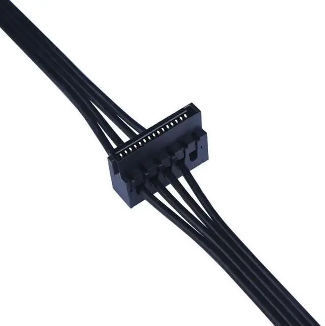 Alt view image 3 of 3 - 5pcs/lot 2*Right-Angle 15 Pin SATA Hard Drive HDD Power Supply Adapter Cable for Server, ATX 4 Pin To