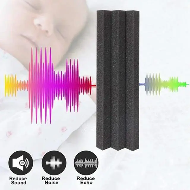 Main image of 12Pcs Acoustic Panels Bass Trap Corner Studio Foam Sound Insulation Pad Wall Panel Corner Block for Studio or Theater Rich