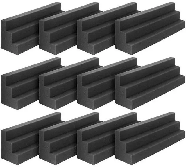 Alt view image 3 of 3 - 12Pcs Acoustic Panels Bass Trap Corner Studio Foam Sound Insulation Pad Wall Panel Corner Block for Studio or Theater Rich