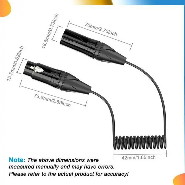 Alt view image 2 of 4 - XLR Cable XLR 3-Pin Male To Female Mic Cable Audio Adapter Cord For Microphone Mixer Speaker Amplifier